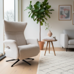 Beige Bouclé Wingback Fauteuil