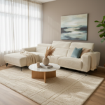 Crème Ribcord Hoekbank met Chaise Longue