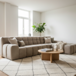 Grijsbeige Gecapitonneerde Hoekbank