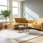 Okergele Hoekbank met Chaise Longue