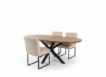 Ovale Walnoot Eettafel met Ribcord Stoelen - Image 2