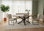 Ovale Walnoot Eettafel met Ribcord Stoelen
