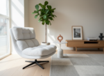 Witte Bouclé Draaifauteuil