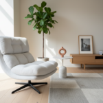 Witte Bouclé Draaifauteuil