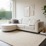 Witte Bouclé Bank met Ronde Chaise Longue