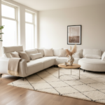 Witte Luxe Hoekbank met Ronde Ottomane