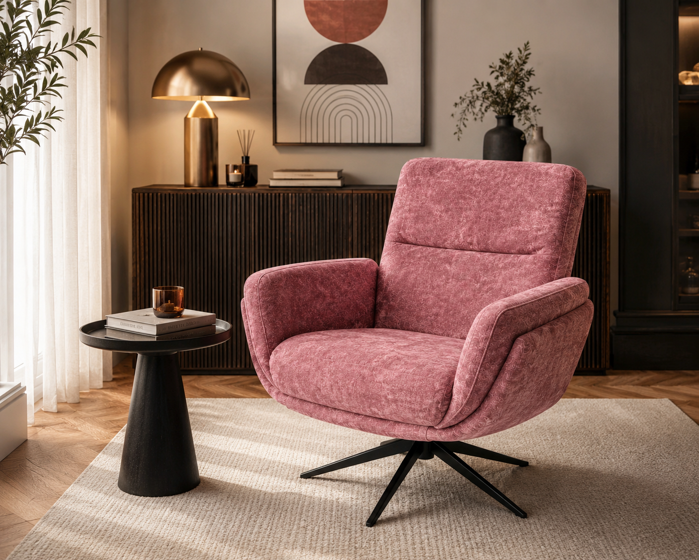 file_00000000ac987246ba79391120d268f8 Luxe Draaifauteuil Rosé - Image 1